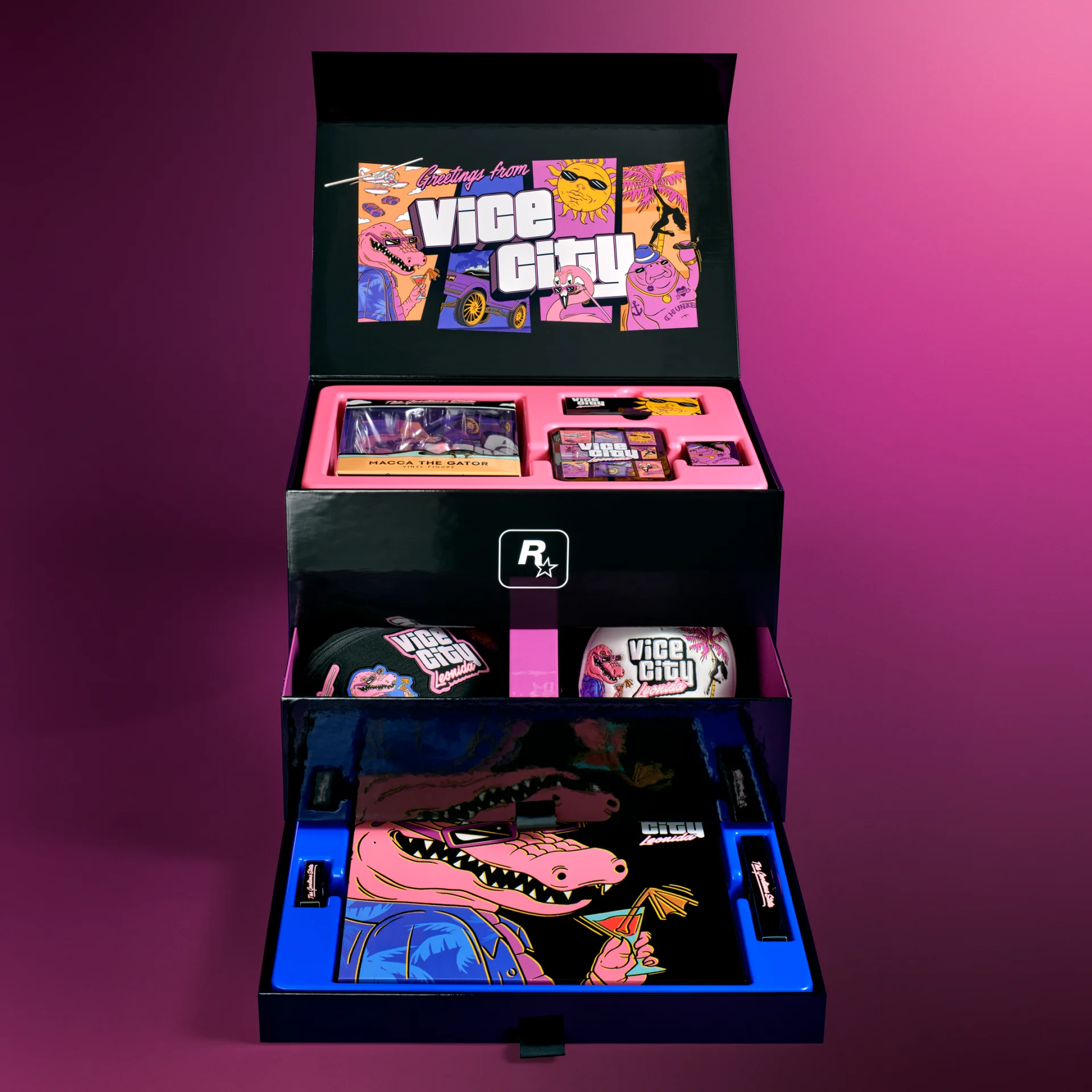 The Vice City Collection opened, showing the pink-to-black color language across the set